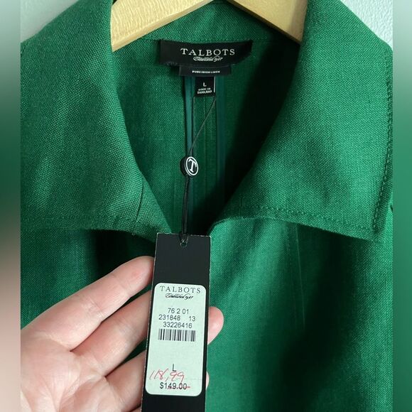 NWT Talbots Irish linen green sheath dress with matching jacket set career chic - Picture 10 of 13